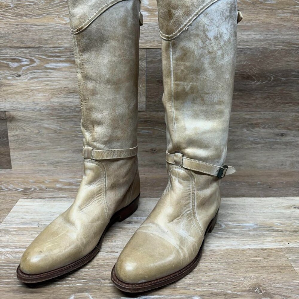 Frye Dorado Light Tan Leather Riding Boots (77559) Women's Size 7 - Picture 1 of 8